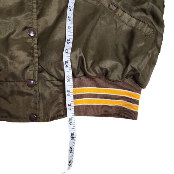 Vtg 90s Varsity Bomber Jacket Mens L Brown Snap Button Streetwear‎ Urban Retro - Picture 4 of 6
